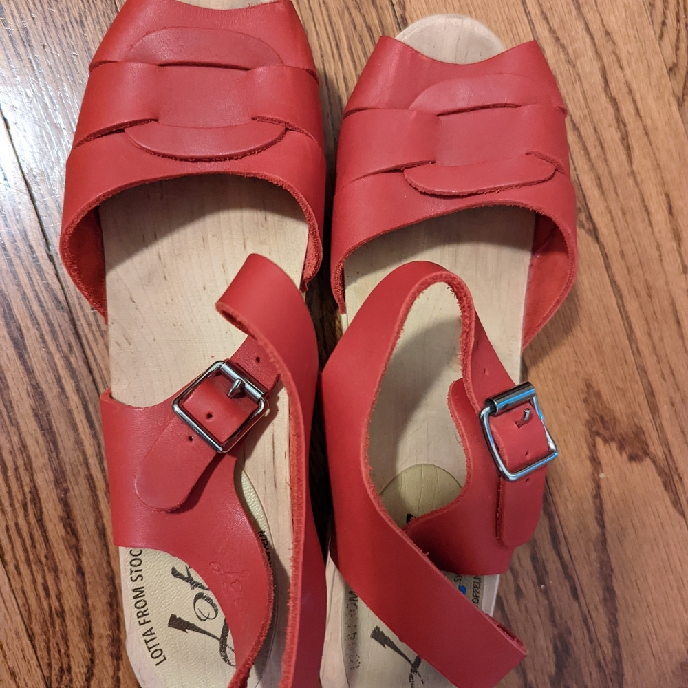 Red Lotta from Stockholm clog sandals